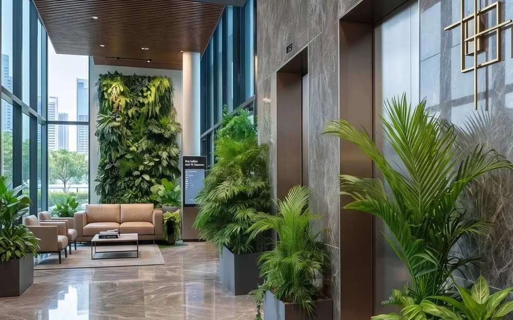A green building with an energy efficient lift core