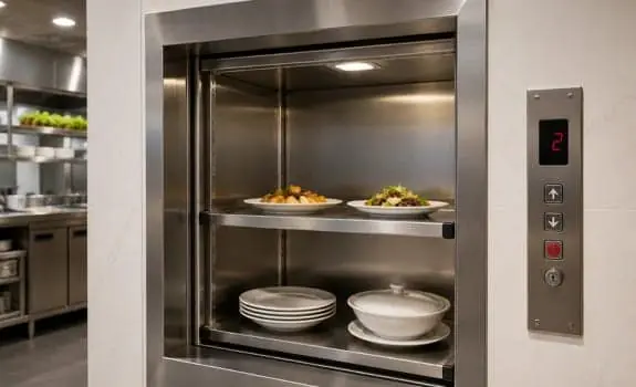 Brushed steel dumbwaiter service lift