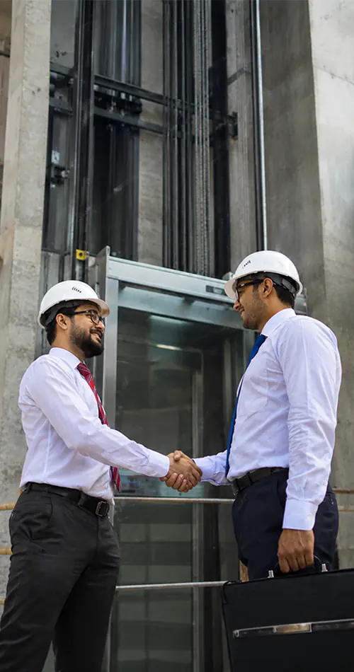 A consultant guiding a client through a lift configuration
